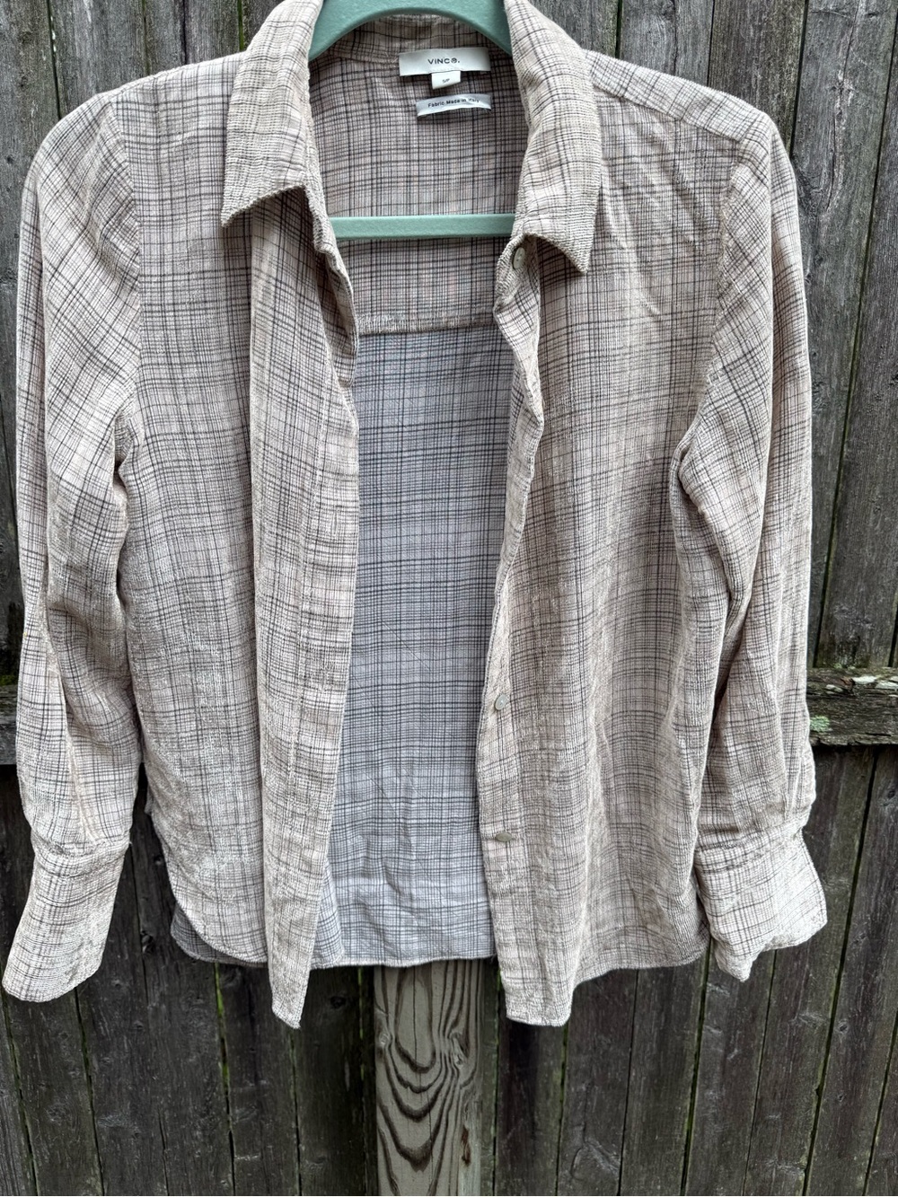 Vince Tan Plaid Lightweight Shirt Jacket